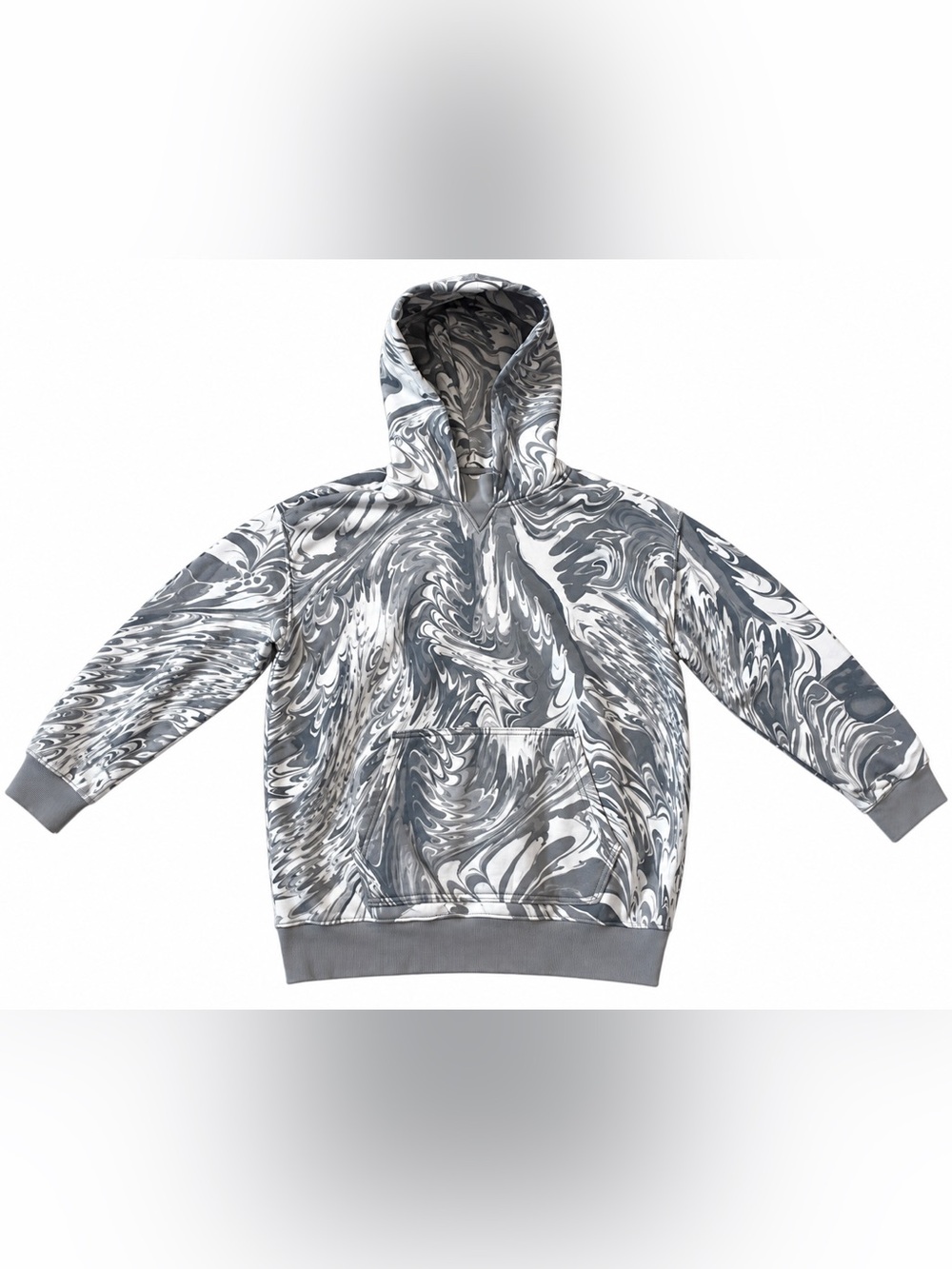 Gap Teen Boys Size 12 Gray White Marble Swirl Pullover Hoodie